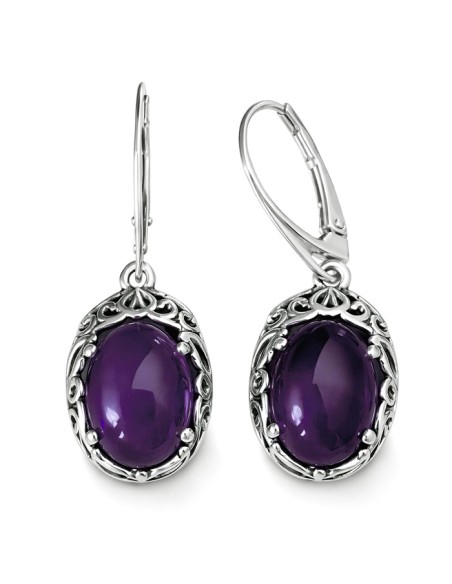 Sterling silver drop earrings with amethyst K 2166 | Polcarat Design