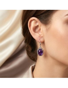 Sterling silver drop earrings with amethyst K 2166 | Polcarat Design 2