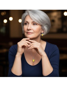 Silver set with green amber KPL 1978 Polcarat Design 2