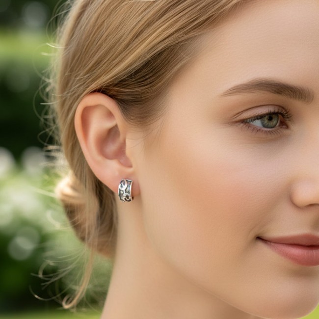 Silver stud earrings rounded KST 1194