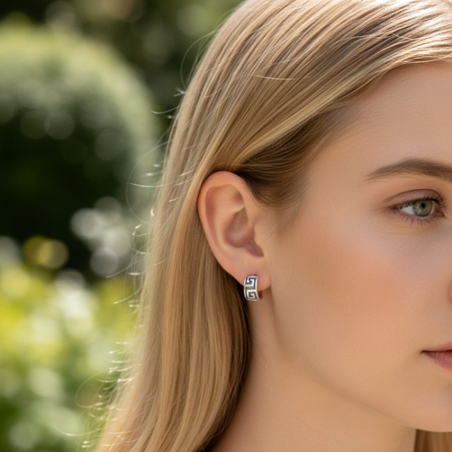 Silver stud earrings rounded 'Greek' KST 1195