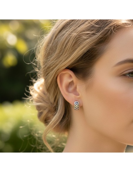 Silver stud earrings rounded 'x' KST 1192