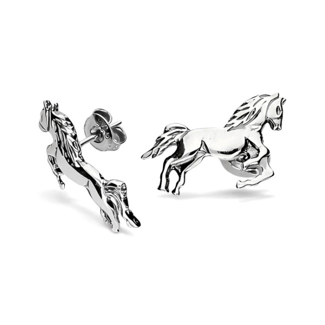 Silver Horse earrings oxidized K3 1780