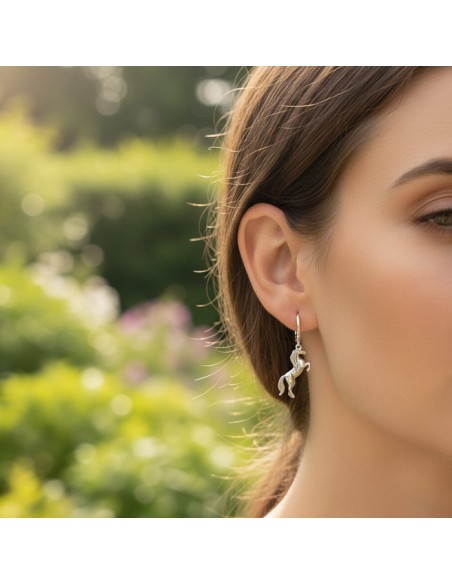 Silver earrings Horse oxidized K 1780