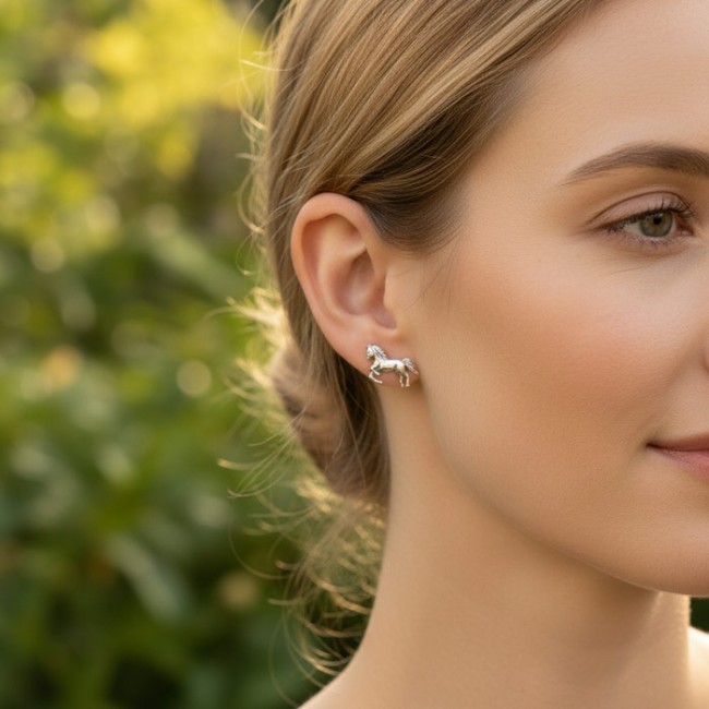 Silver Horse earrings oxidized K3 1780