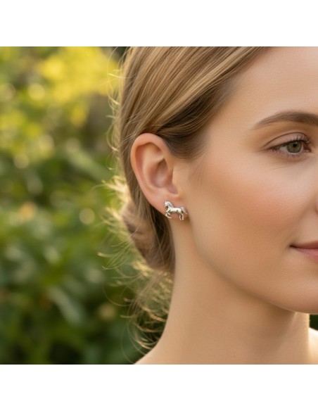 Silver Horse earrings oxidized K3 1780