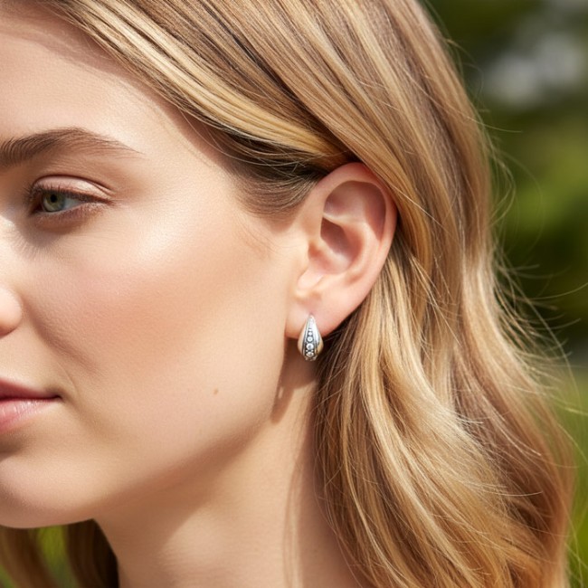 Silver oxidized earrings K3 1142