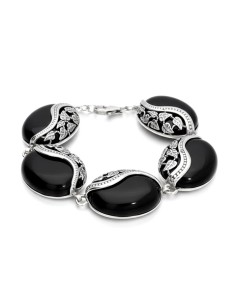Sterling silver bracelet with onyx L 1716 | Polcarat Design