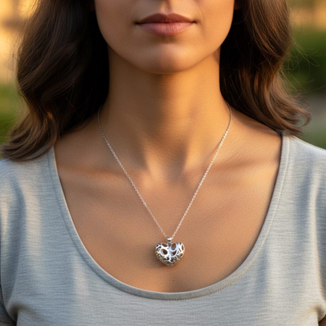 Silver heart pendant 'Numbers' W 1220