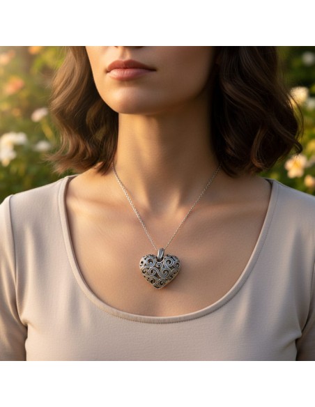 Silver oxidized pendant HEART W 1262