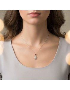 Silver rhodium-plated petal pendant in oval W 1853 2