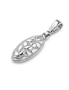 Silver rhodium-plated petal pendant in oval W 1853