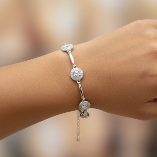 Silver rhodium-plated bracelet with cubic zirconia L 1889