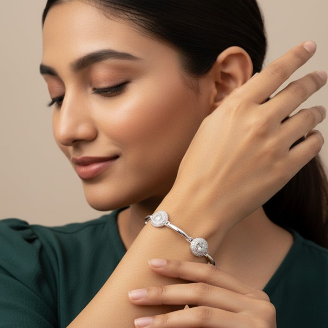 Silver rhodium-plated bracelet with cubic zirconia L 1889