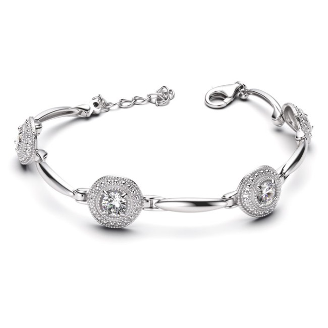 Silver rhodium-plated bracelet with cubic zirconia L 1889