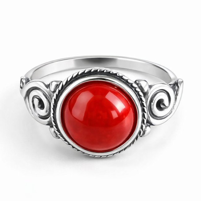 Pierścionek srebrny z rekonstruowanym koralem PK 2154|Polcaratdesign.pl Biżuteria