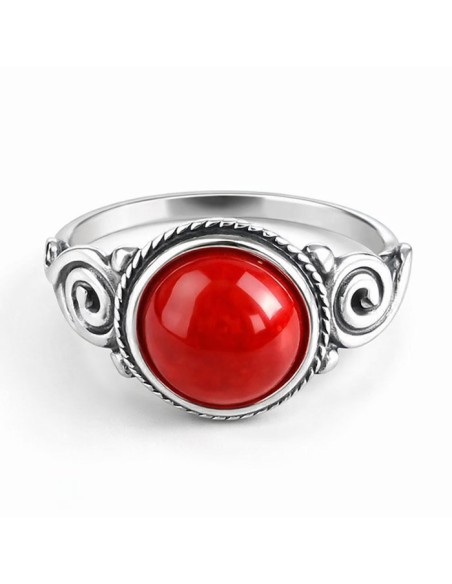 Sterling silver ring with reconstituted coral PK 2154