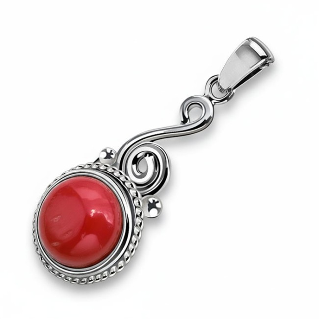 Sterling silver pendant with coral W 2154 | Polcarat Design