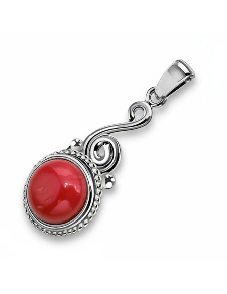 Sterling silver pendant with coral W 2154 | Polcarat Design