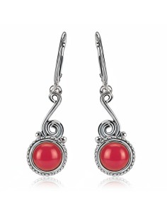 Sterling silver earrings with coral K 2154 | Polcarat Design