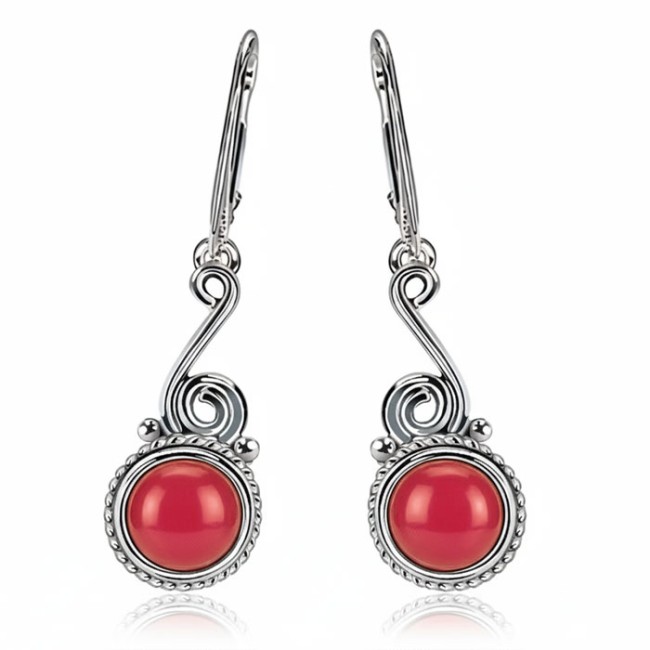 Sterling silver earrings with coral K 2154 | Polcarat Design