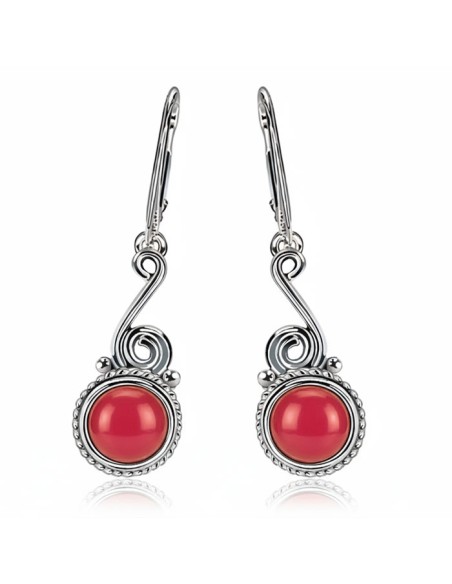 Sterling silver earrings with coral K 2154 | Polcarat Design