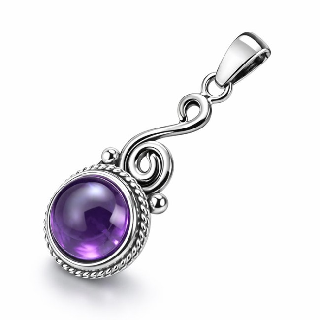 Wisiorek srebrny z naturalnym ametystem W 2154|Polcaratdesign.pl Biżuteria