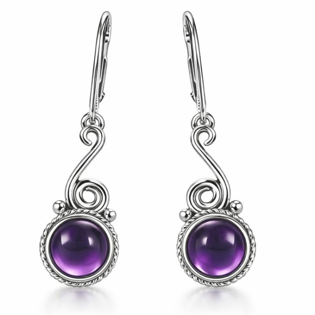 Kolczyki srebrne z ametystem naturalnym