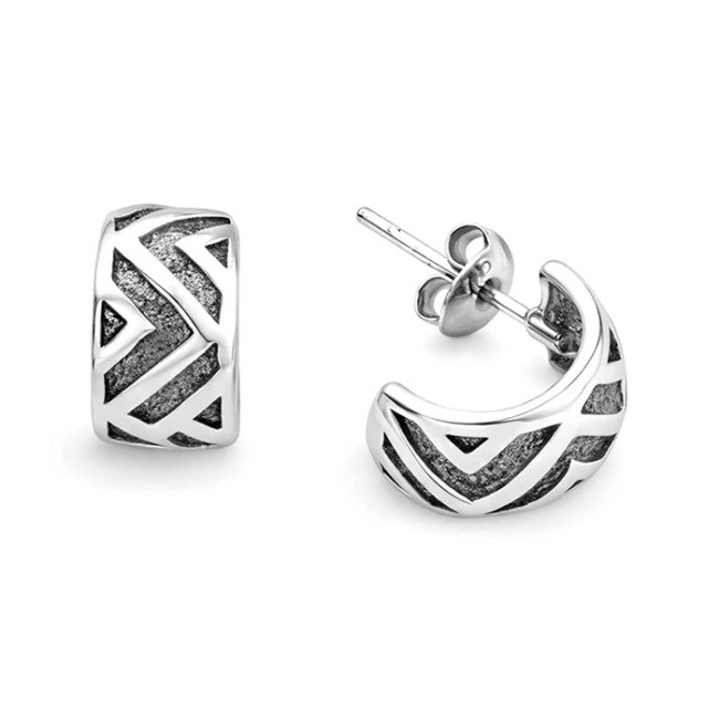 Silver stud earrings rounded triangles KST 1193