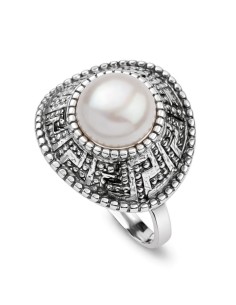 Oxidized silver ring pearl PK 1724