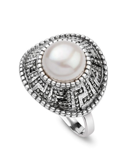Oxidized silver ring pearl PK 1724