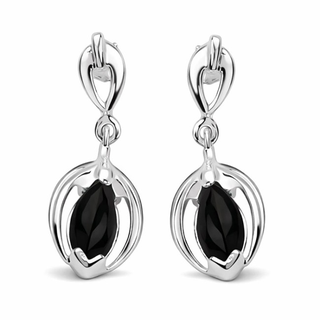 Silver earrings 599 Onyx