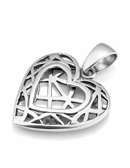 Silver Heart Pendant with Pattern W 1134