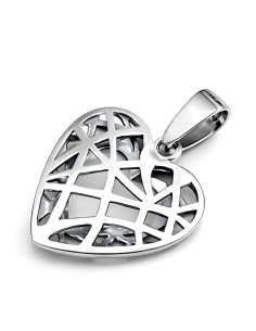 Silver Heart Pendant with Pattern W 1134 2