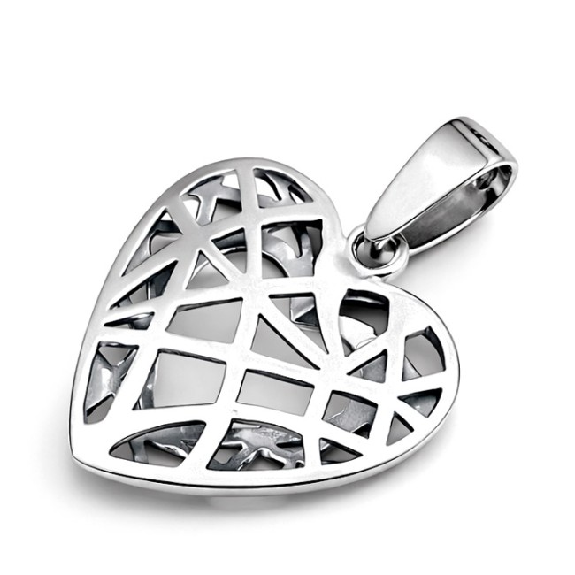 Silver Heart Pendant with Pattern W 1134