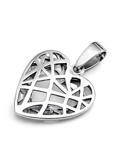 Silver Heart Pendant with Pattern W 1134