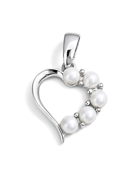 Silver, rhodium-plated pendant with cubic zirconia HEART WT 051