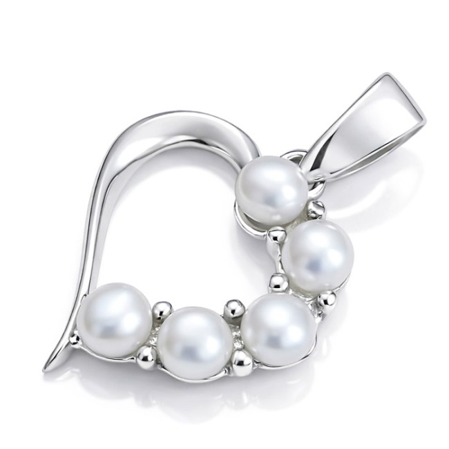 Silver, rhodium-plated pendant with cubic zirconia HEART WT 051