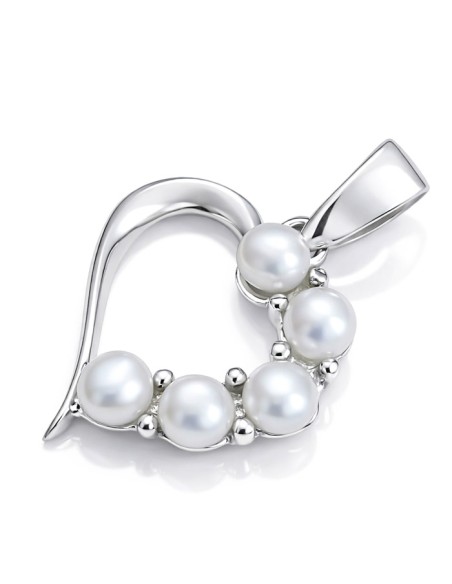 Silver, rhodium-plated pendant with cubic zirconia HEART WT 051