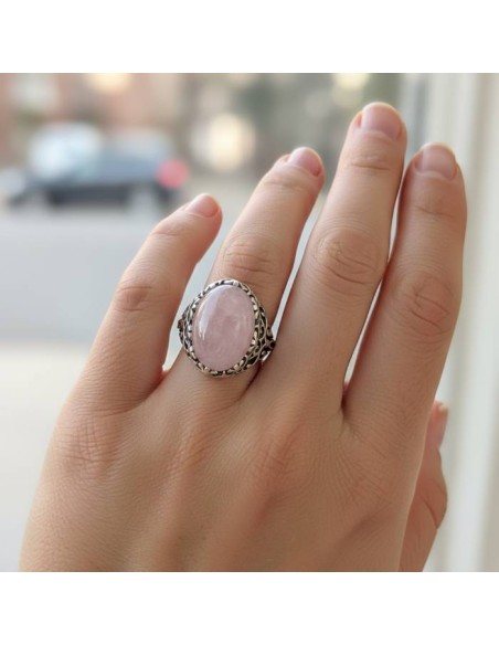 Sterling silver ring with rose quartz PK 441 | Polcarat Design