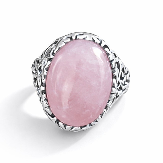 Pierścionek z naturalnym różowym kwarcem PK 441 – srebro 925|Polcaratdesign.pl Biżuteria