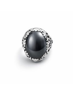 Sterling silver ring with striped flint PK 441 | Polcarat Design 2