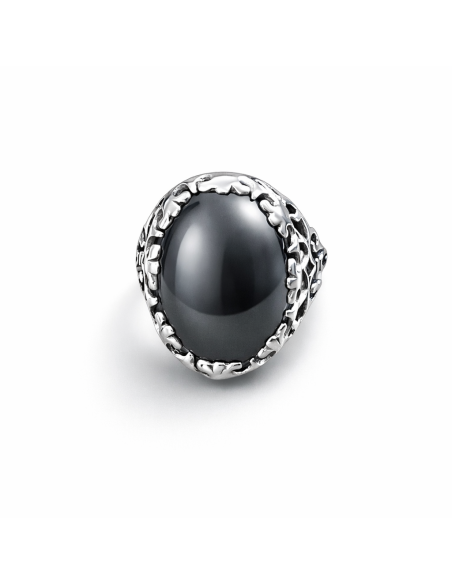 Sterling silver ring with striped flint PK 441 | Polcarat Design