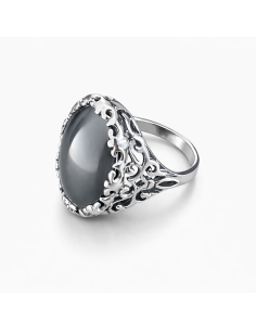 Sterling silver ring with striped flint PK 441 | Polcarat Design
