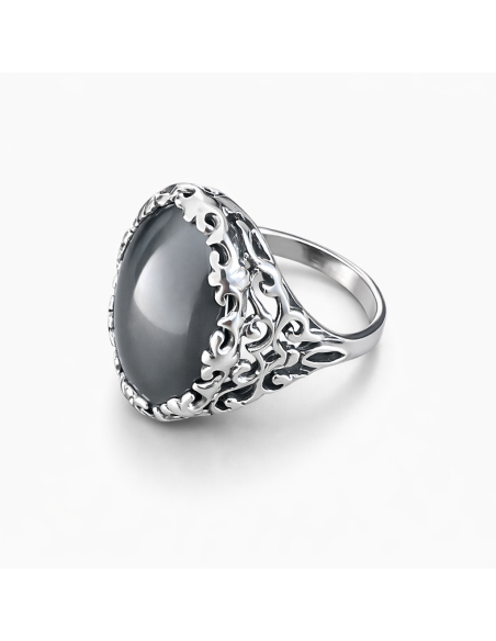 Sterling silver ring with striped flint PK 441 | Polcarat Design