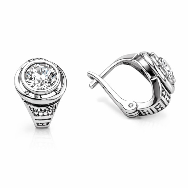 Silver Oxidized Earrings with K3 1882 Polcarat Design Crystal