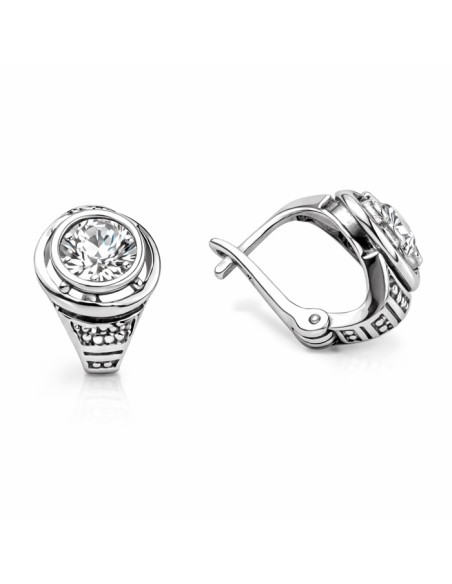 Silver Oxidized Earrings with K3 1882 Polcarat Design Crystal