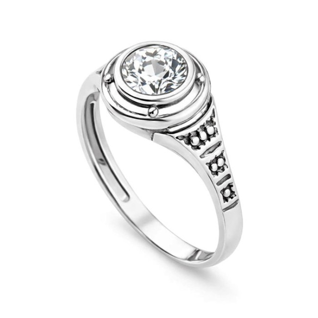 Silver oxidized ring with Swarovski crystal PK 1882