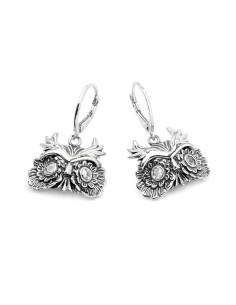 Silver earrings with zircons OWL K 1666