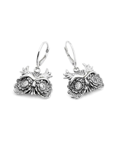 Srebrne kolczyki z cyrkoniami SOWA K 1666